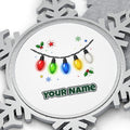 Colourful Christmas Light String Personalised Pewter Christmas Ornament