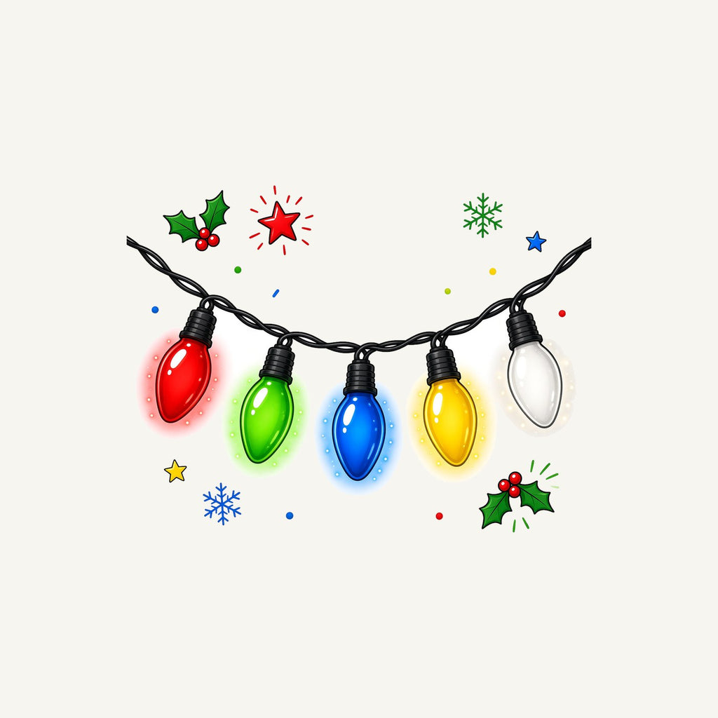 Colourful Christmas Light String Personalised Christmas T-Shirt and Hoodie