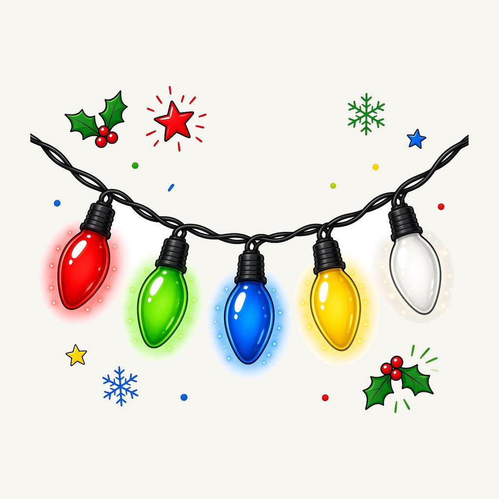 Colourful Christmas Light String Personalised Santa Sack