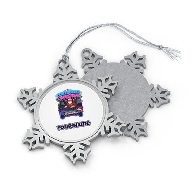 Controller Christmas Gamer Santa Personalised Pewter Christmas Ornament