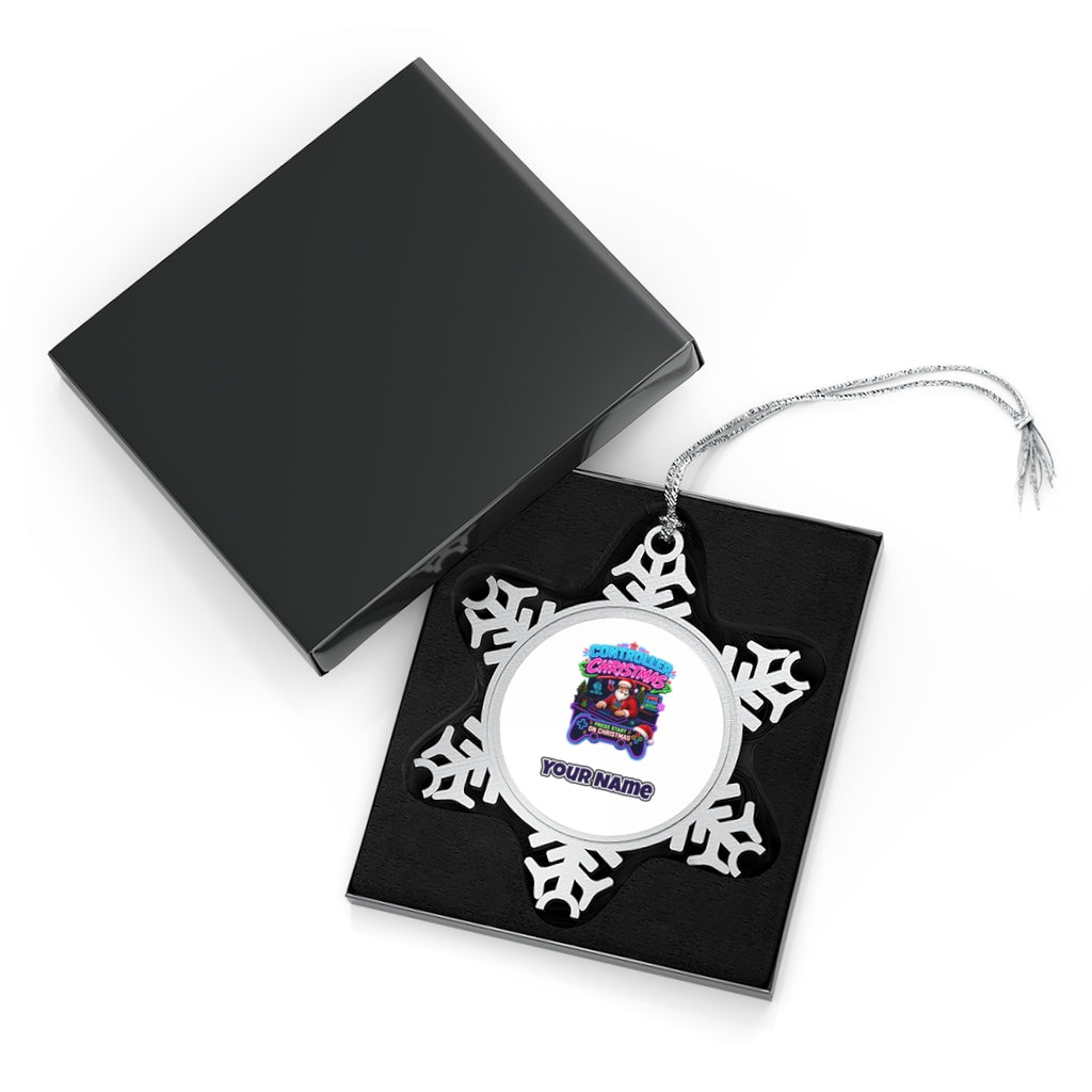 Controller Christmas Gamer Santa Personalised Pewter Christmas Ornament