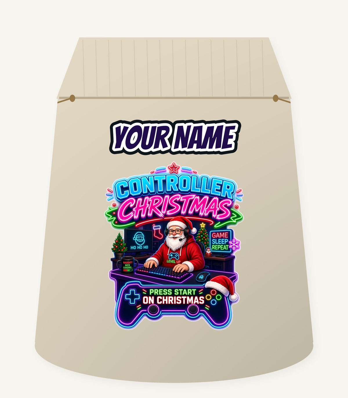 Controller Christmas Gamer Santa Personalised Santa Sack