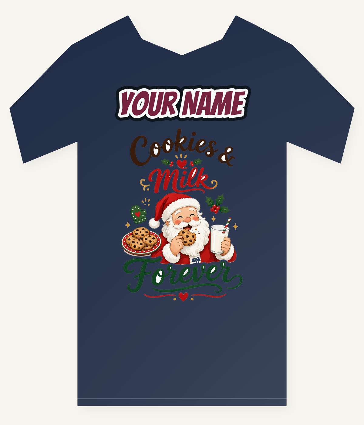 Cookies and Milk Santa Personalised Kids and Baby Christmas Tee
