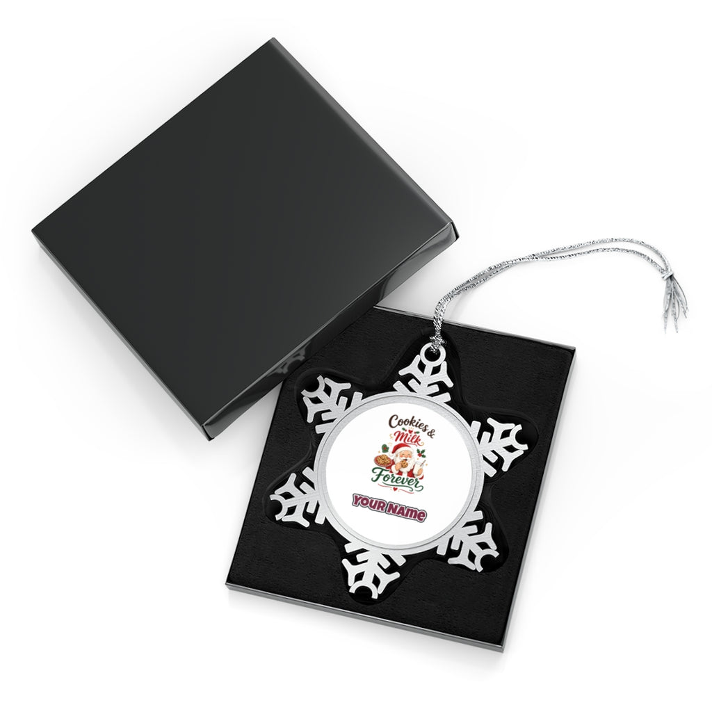 Cookies and Milk Santa Personalised Pewter Christmas Ornament