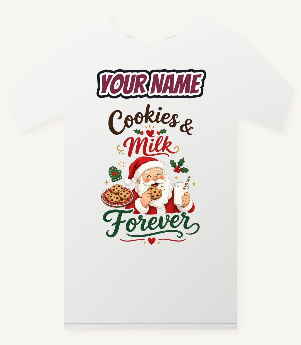 Cookies and Milk Santa Personalised Christmas T-Shirt and Hoodie