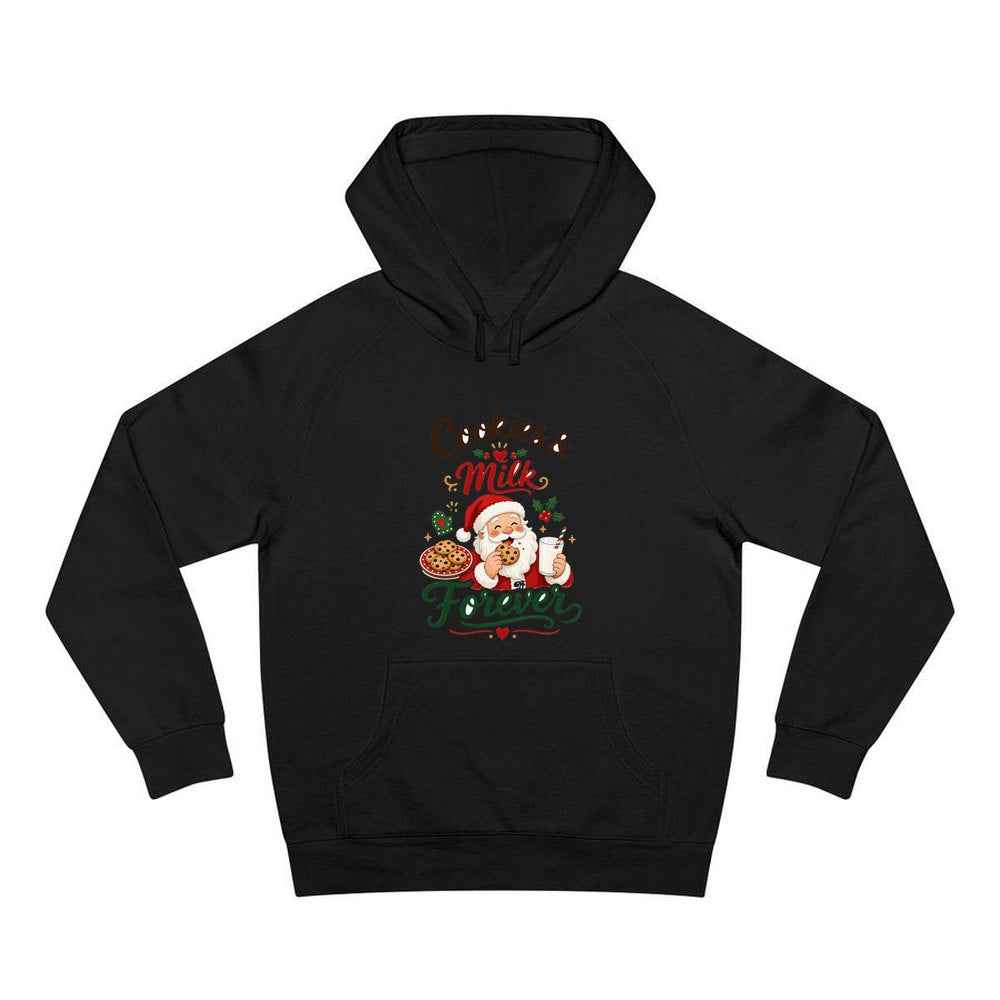 Cookies and Milk Santa personalised Christmas hoodie in black