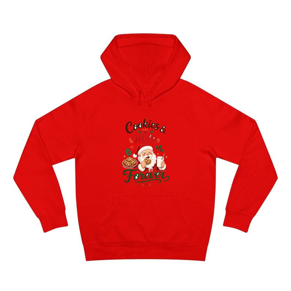 Cookies and Milk Santa personalised Christmas hoodie in red