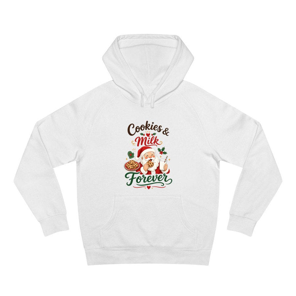 Cookies and Milk Santa personalised Christmas hoodie in white