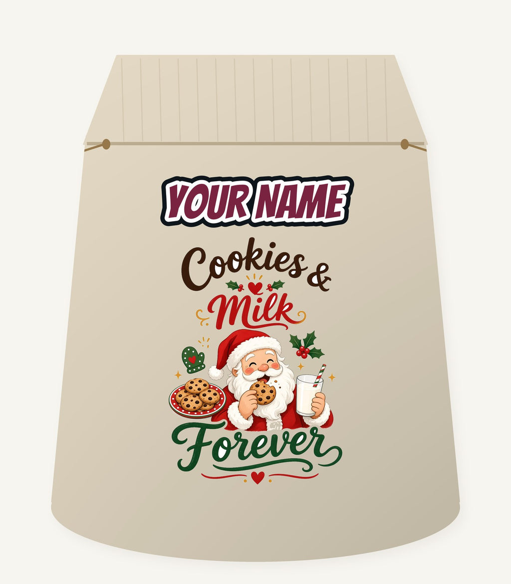 Cookies and Milk Santa Personalised Santa Sack
