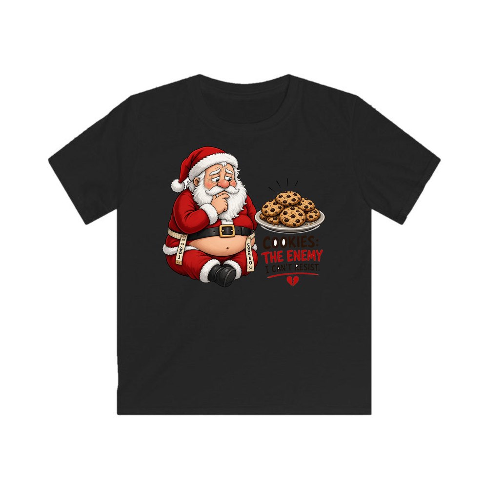 Cookies: The Enemy personalised kids Christmas tee in black