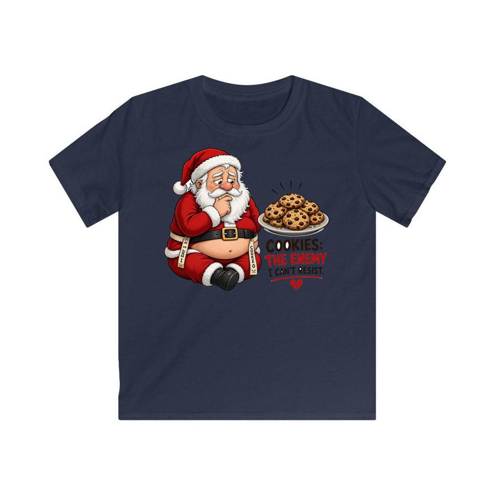 Cookies: The Enemy personalised kids Christmas tee in navy