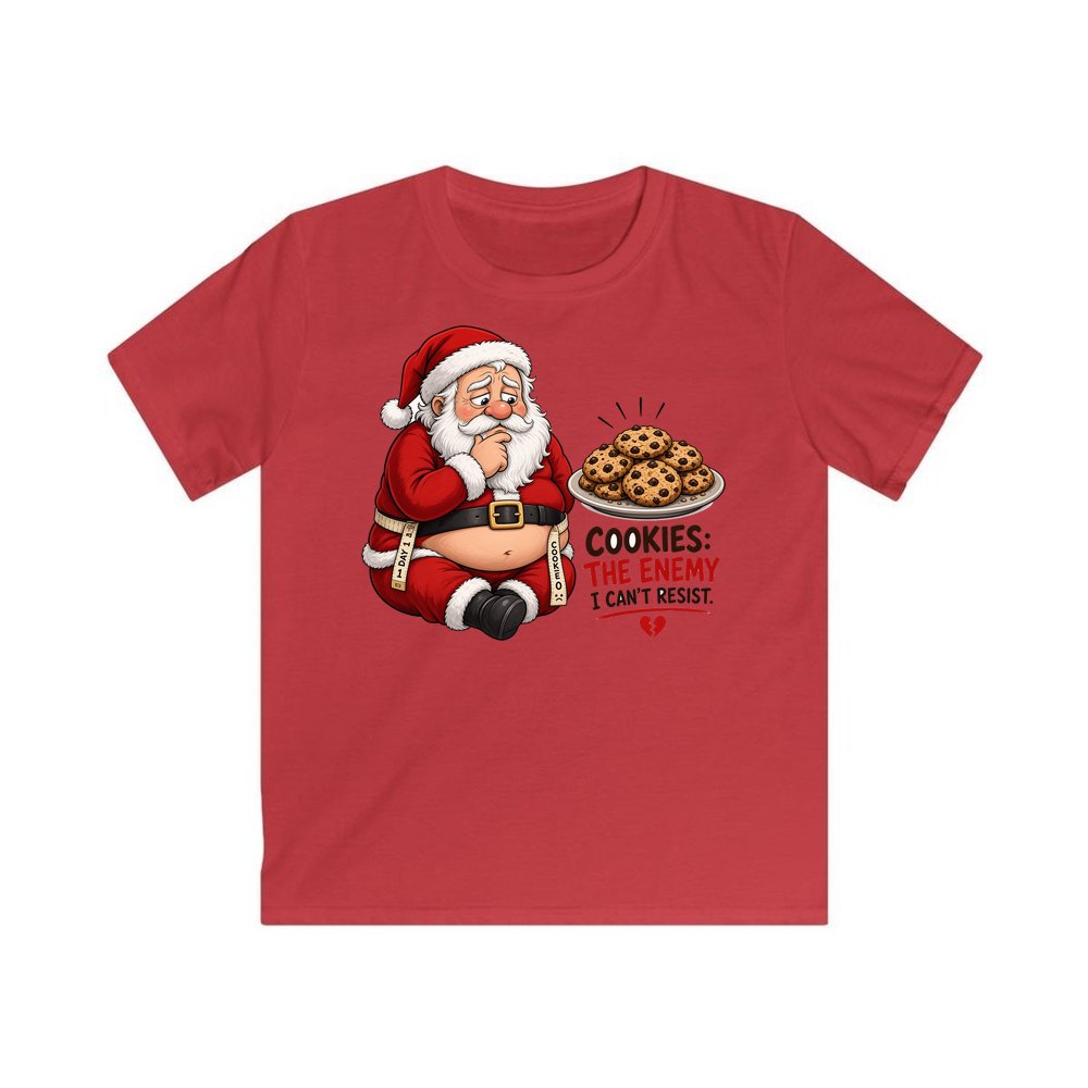 Cookies: The Enemy personalised kids Christmas tee in red