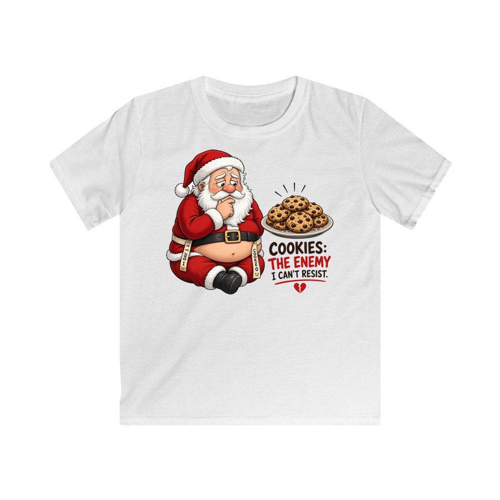 Cookies: The Enemy personalised kids Christmas tee in white