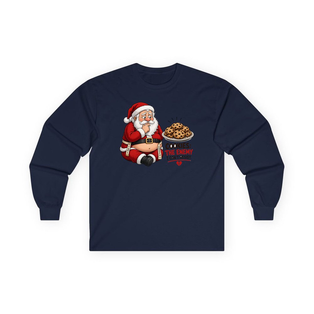 Cookies: The Enemy personalised long sleeve Christmas T-shirt in navy