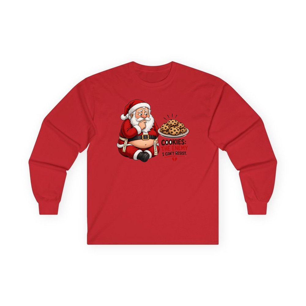 Cookies: The Enemy personalised long sleeve Christmas T-shirt in red