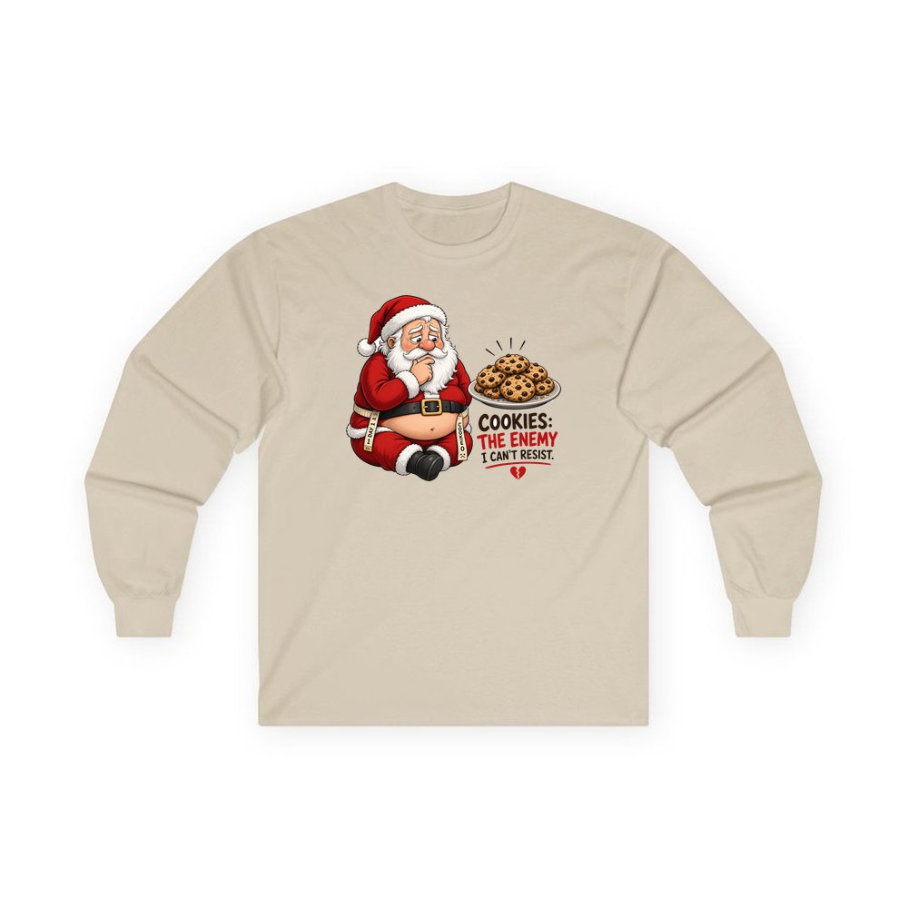 Cookies: The Enemy personalised long sleeve Christmas T-shirt in sand
