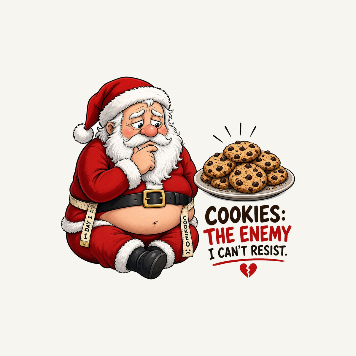 Cookies: The Enemy Christmas artwork, the design printed on the personalised kids tee