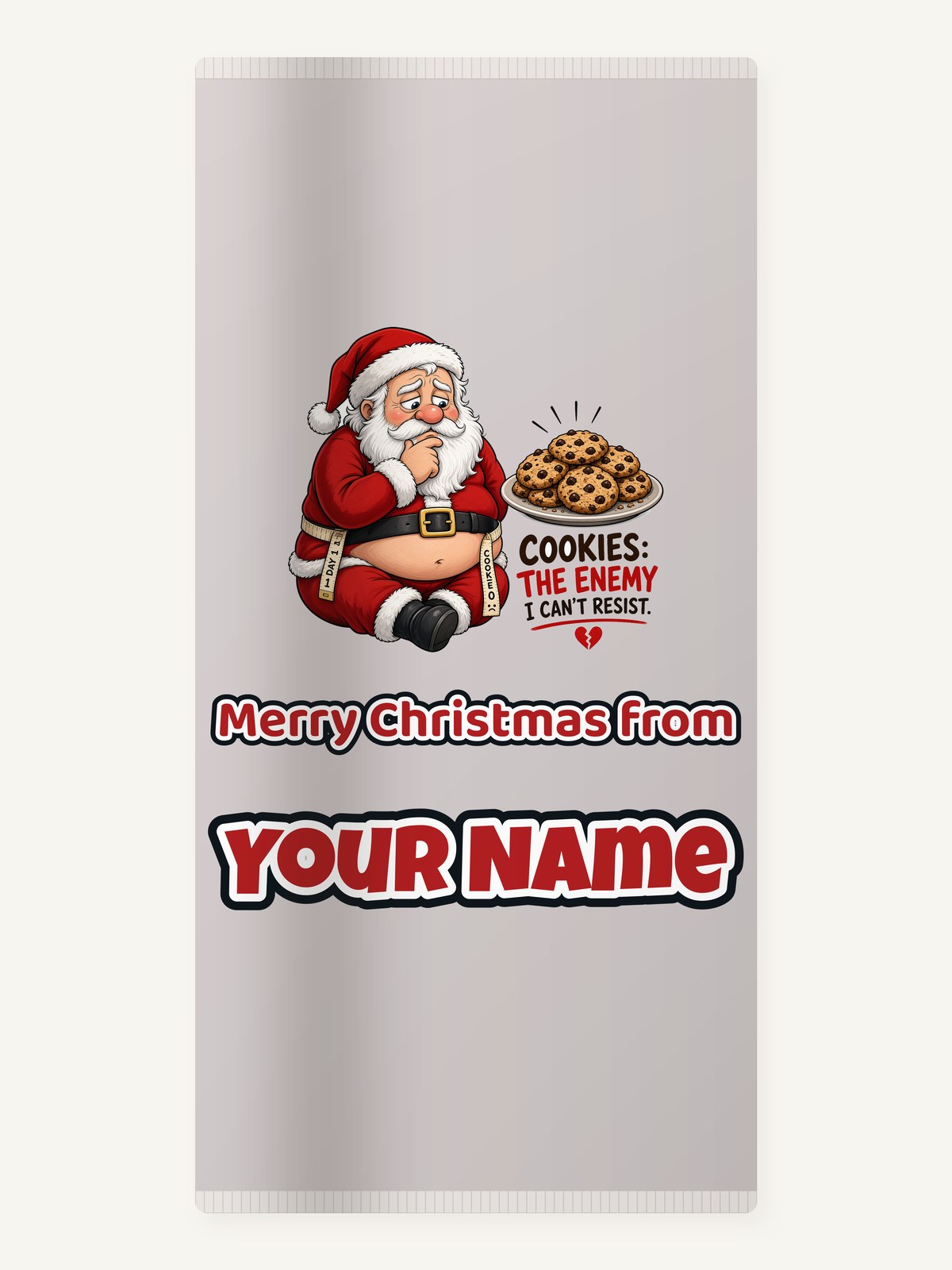 Cookies: The Enemy personalised beach towel with the design and a name printed on it