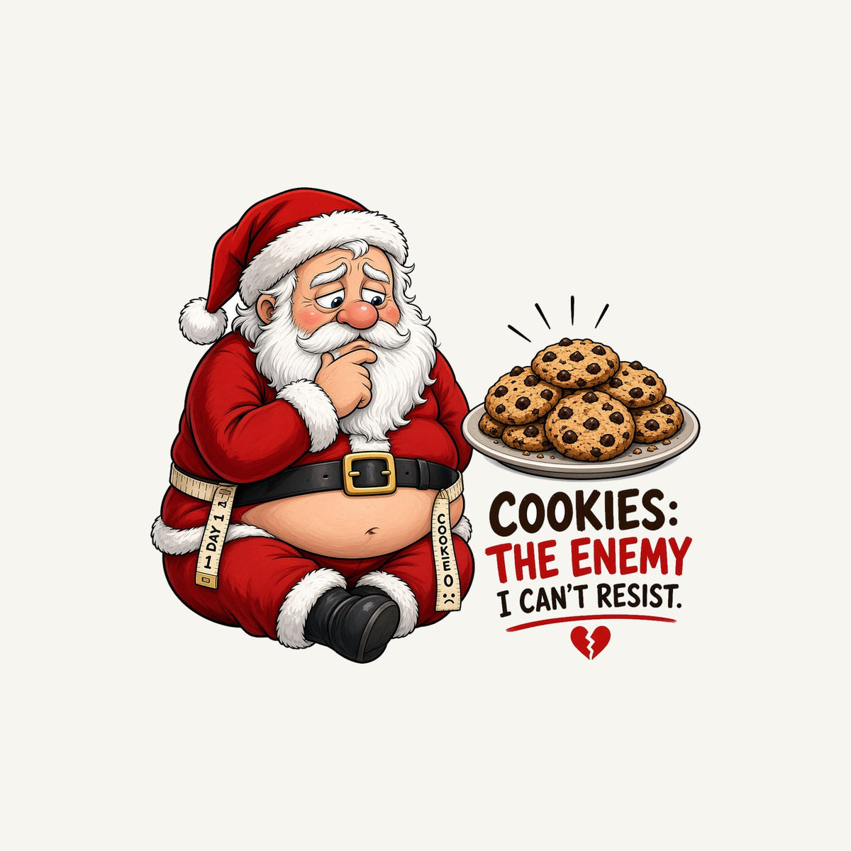 Cookies: The Enemy Christmas artwork, the design printed on the personalised T-shirt