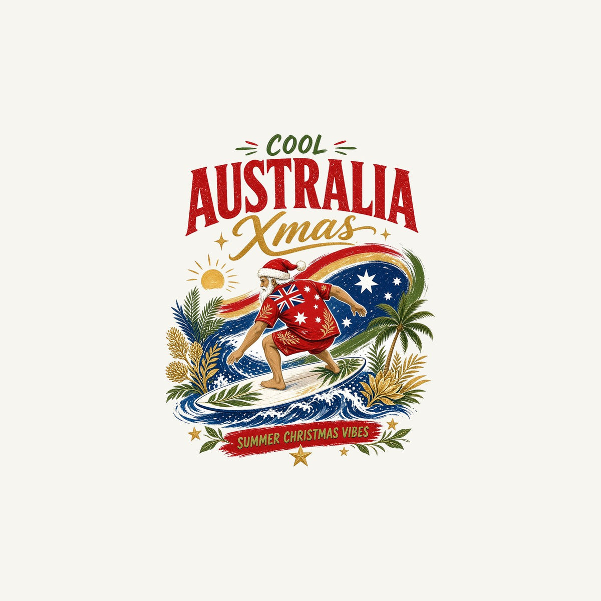 Cool Australia Surfing Santa Personalised Christmas Mug