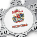 Cool Australia Surfing Santa Personalised Pewter Christmas Ornament