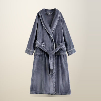 Coral Fleece Flannel Bathrobe, Grey