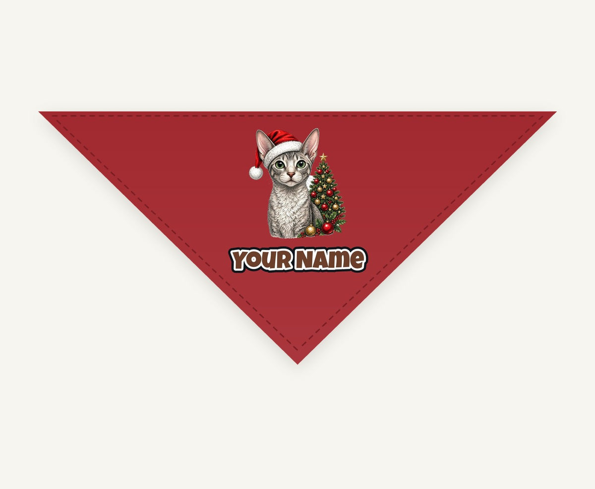 Cornish Rex personalised Christmas pet bandana, tie-on style