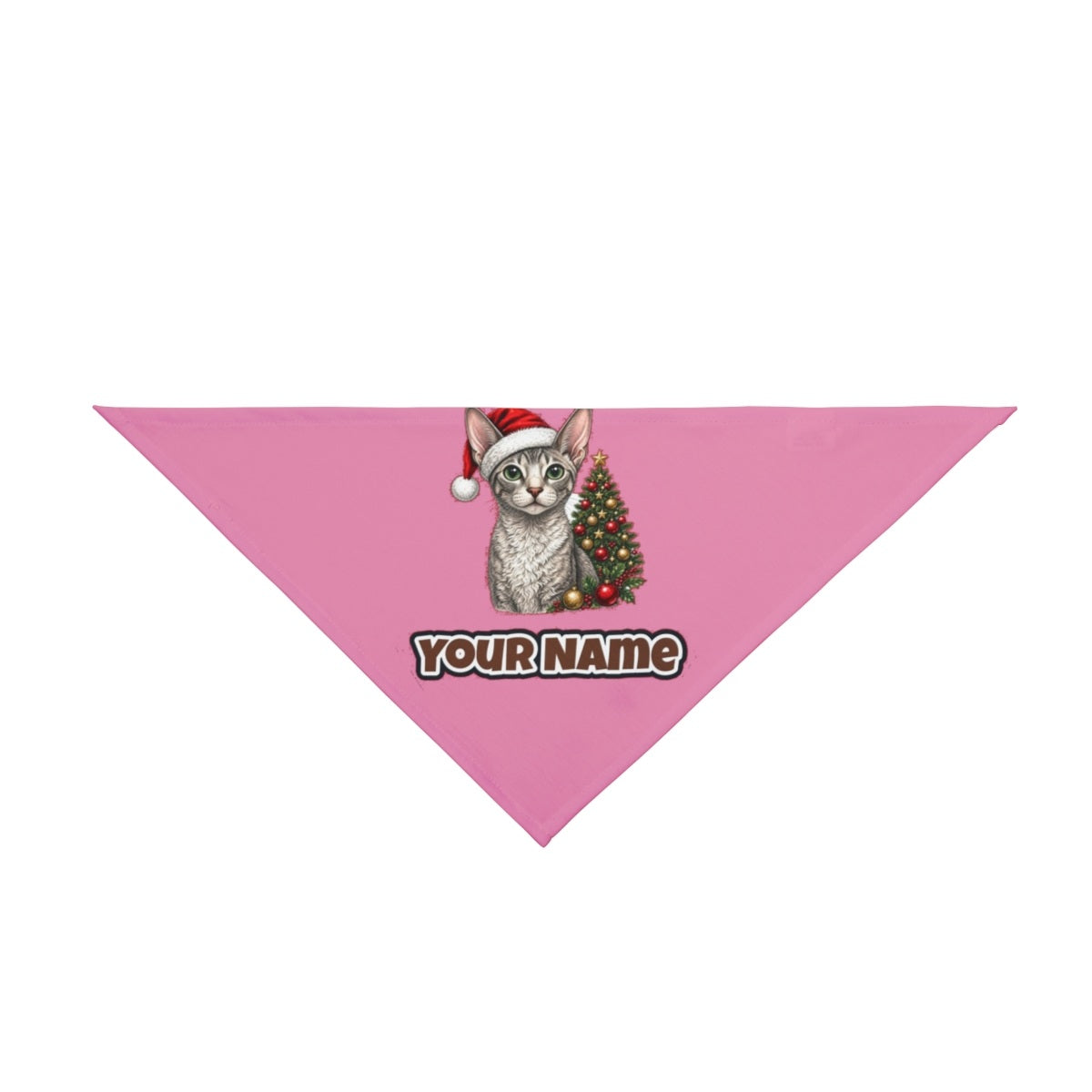 Cornish Rex personalised Christmas pet bandana in pink, tie-on style