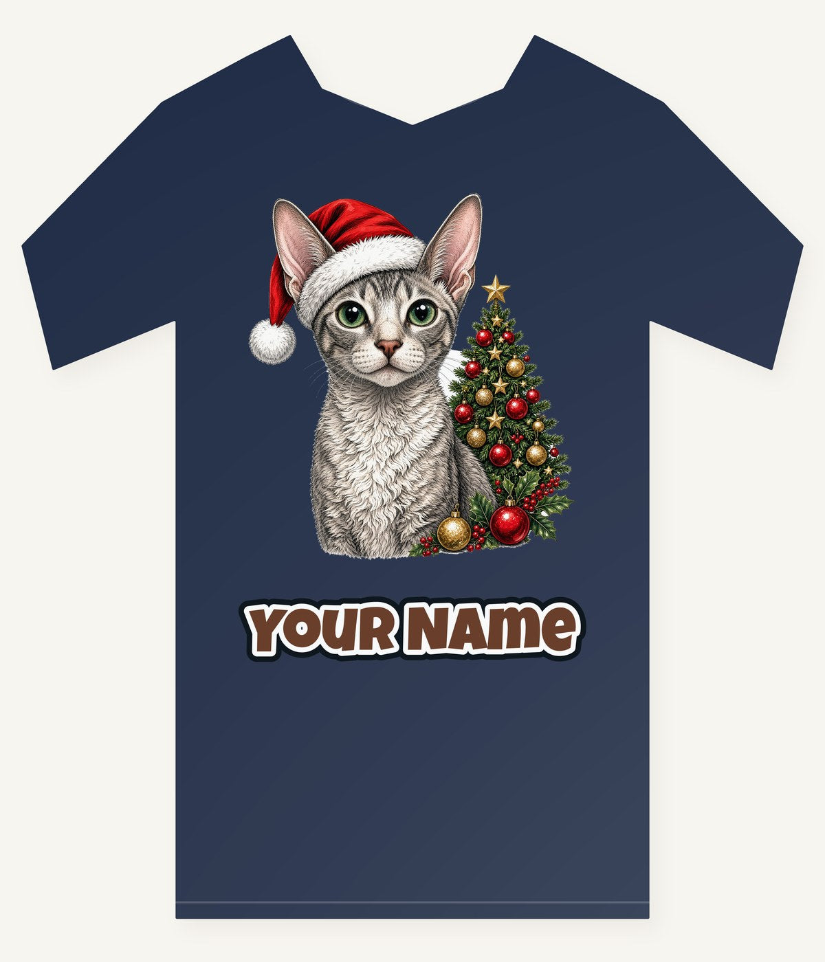 Cornish Rex Christmas Personalised Kids Tee and Baby Bodysuit