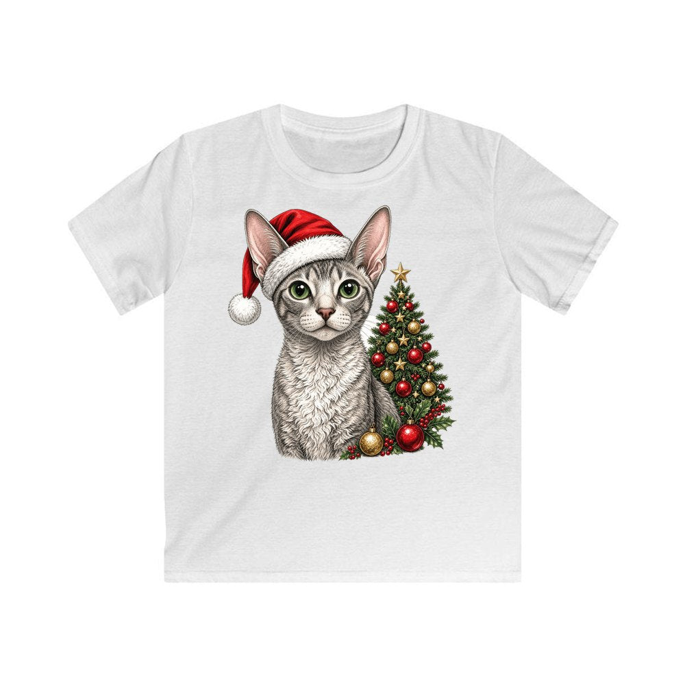 Cornish Rex personalised kids Christmas tee in white