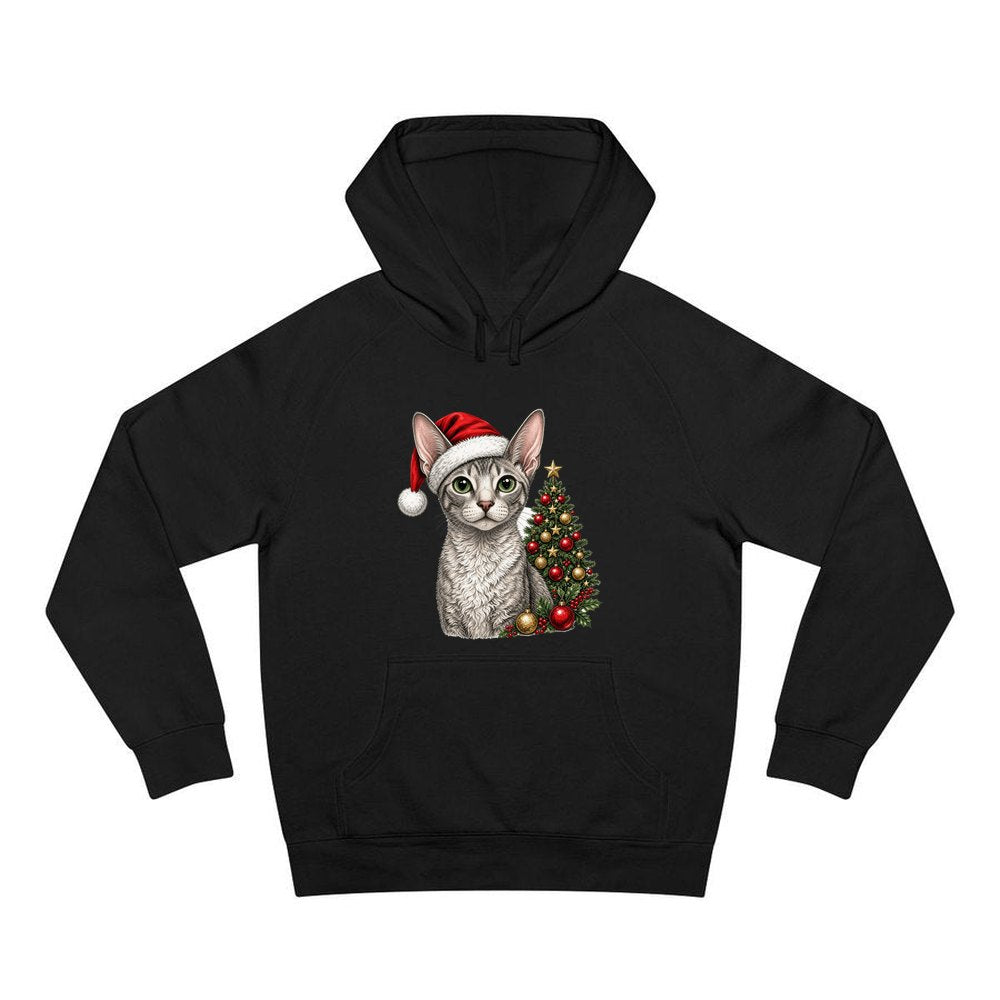 Cornish Rex personalised Christmas hoodie in black