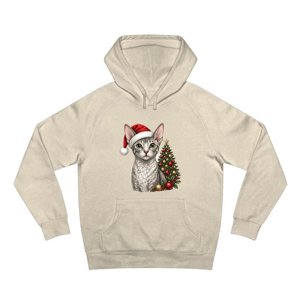 Cornish Rex personalised Christmas hoodie in sand