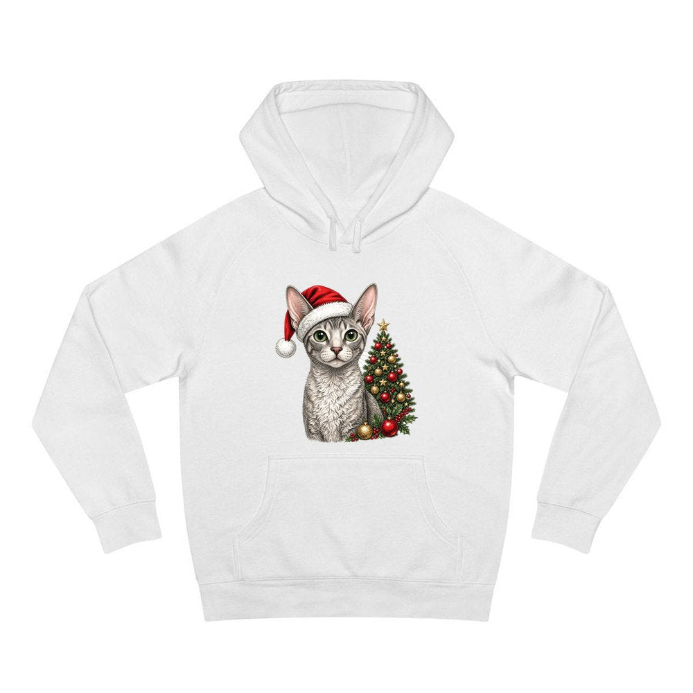 Cornish Rex personalised Christmas hoodie in white
