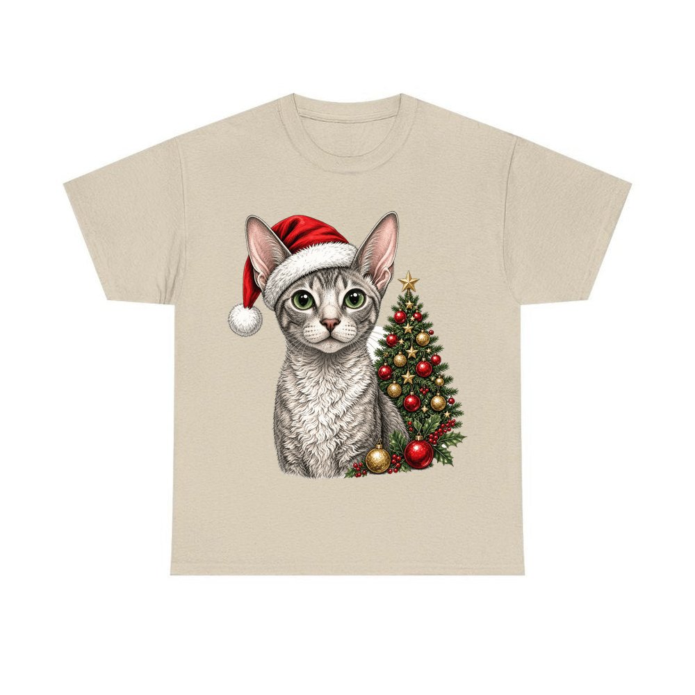 Cornish Rex personalised Christmas T-shirt in sand
