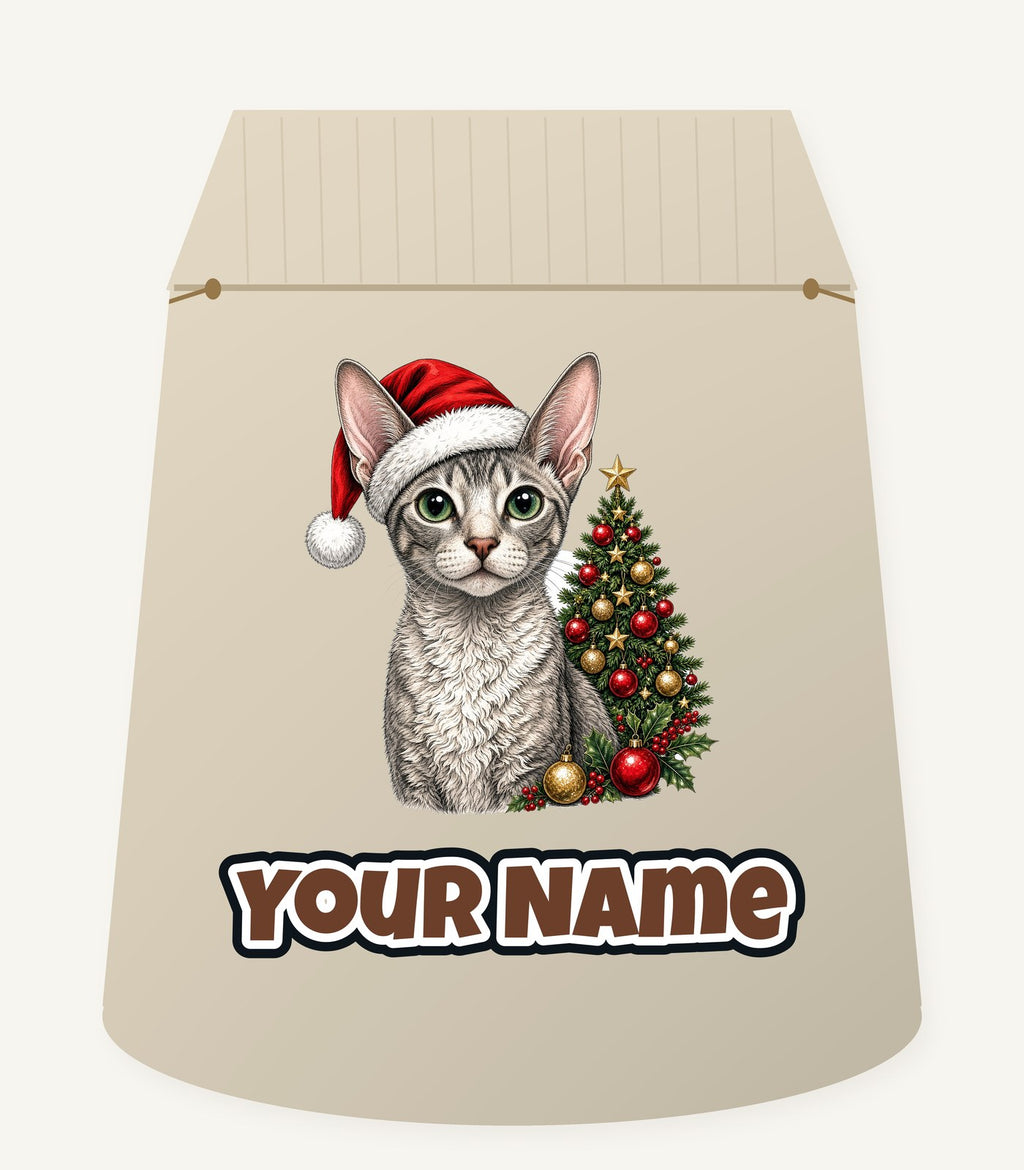 Cornish Rex Christmas Personalised Santa Sack