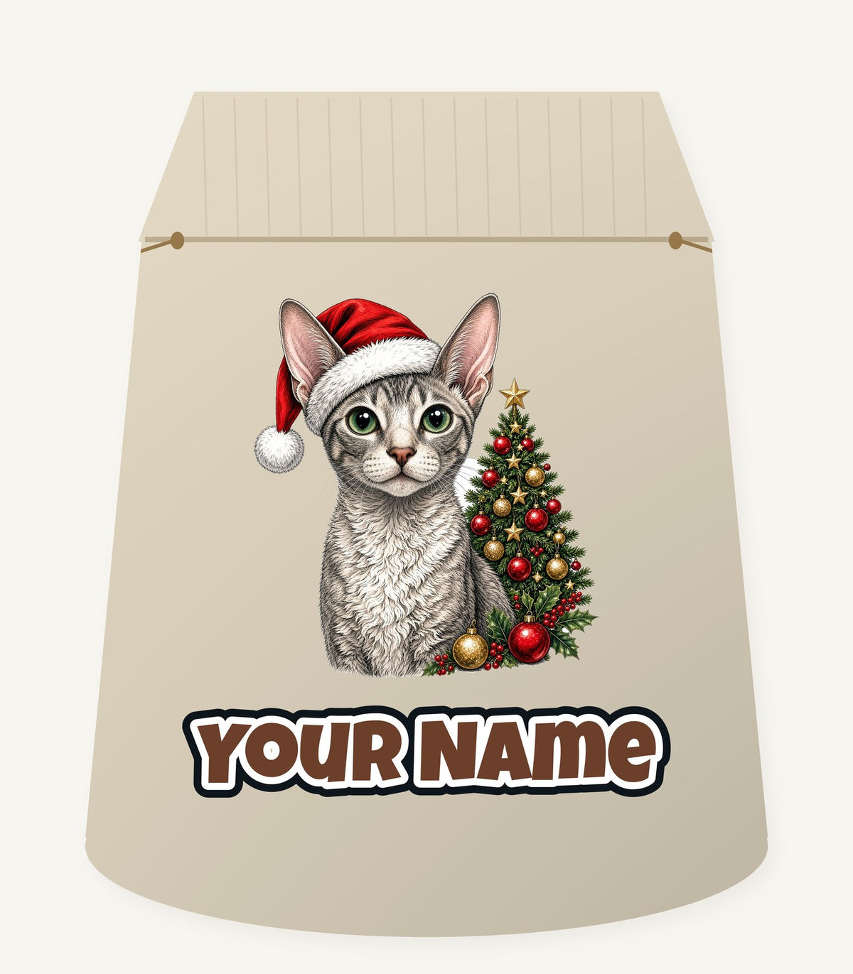 Cornish Rex Christmas Personalised Santa Sack