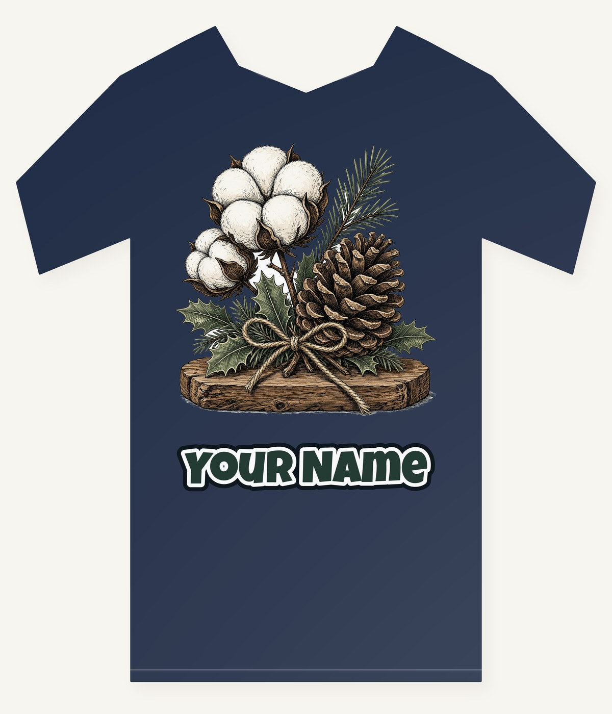 Cotton Boll And Pine Cone Personalised Kids Tee and Baby Bodysuit