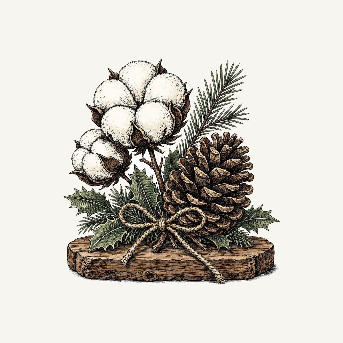 Cotton Boll And Pine Cone Personalised Kids Tee and Baby Bodysuit