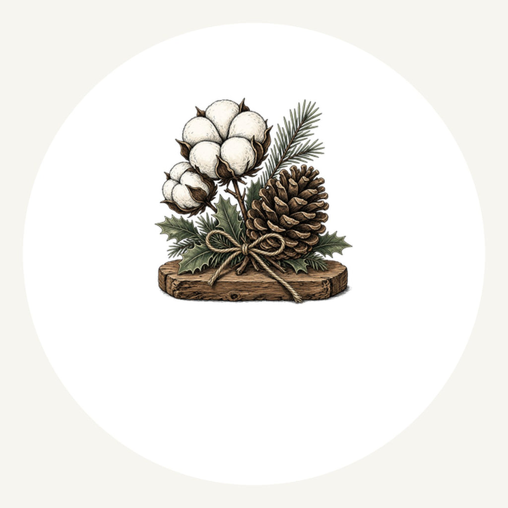 Cotton Boll And Pine Cone Personalised Pewter Christmas Ornament