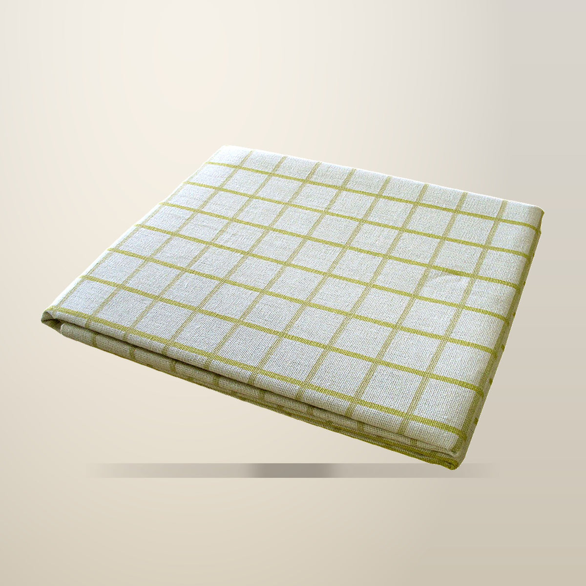 Cotton Grid Checks Oblong Tablecloth, on a plain cream background