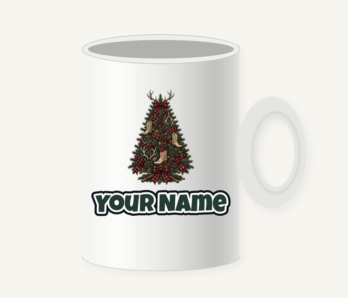 Cowboy Boot Christmas Tree Personalised Christmas Mug