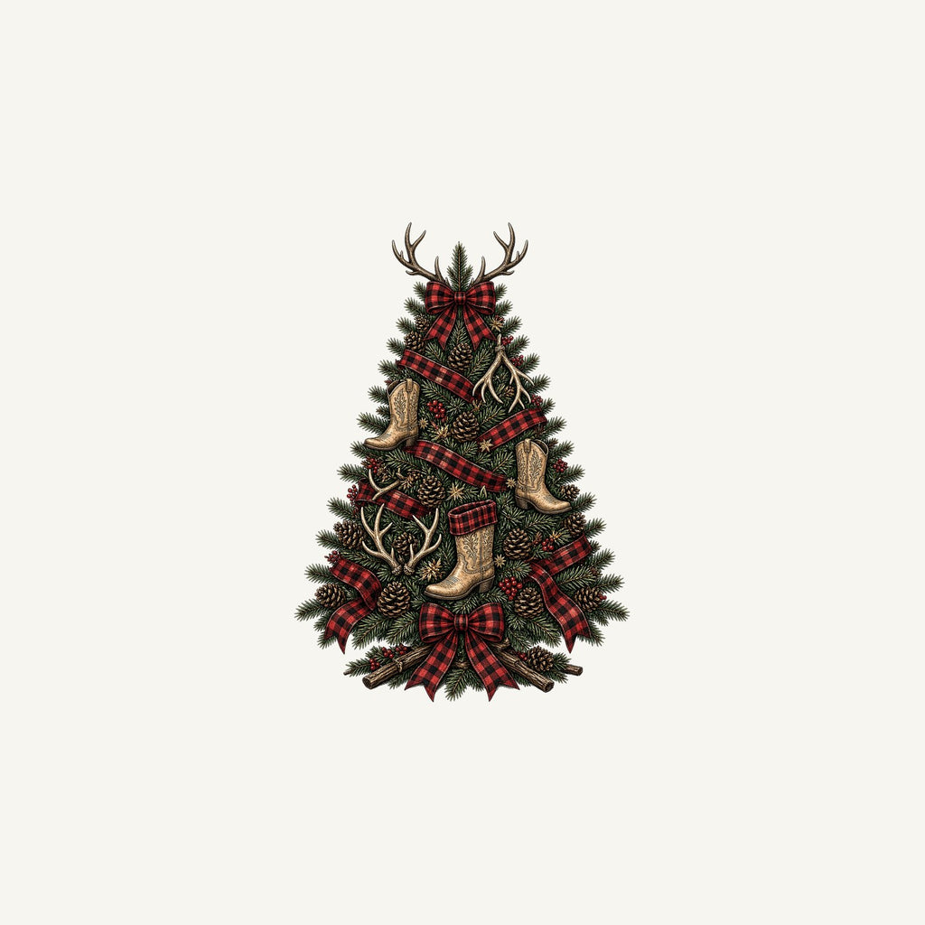Cowboy Boot Christmas Tree Personalised Christmas Mug