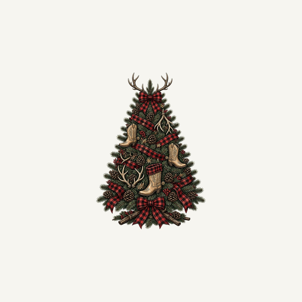 Cowboy Boot Christmas Tree Personalised Christmas Mug