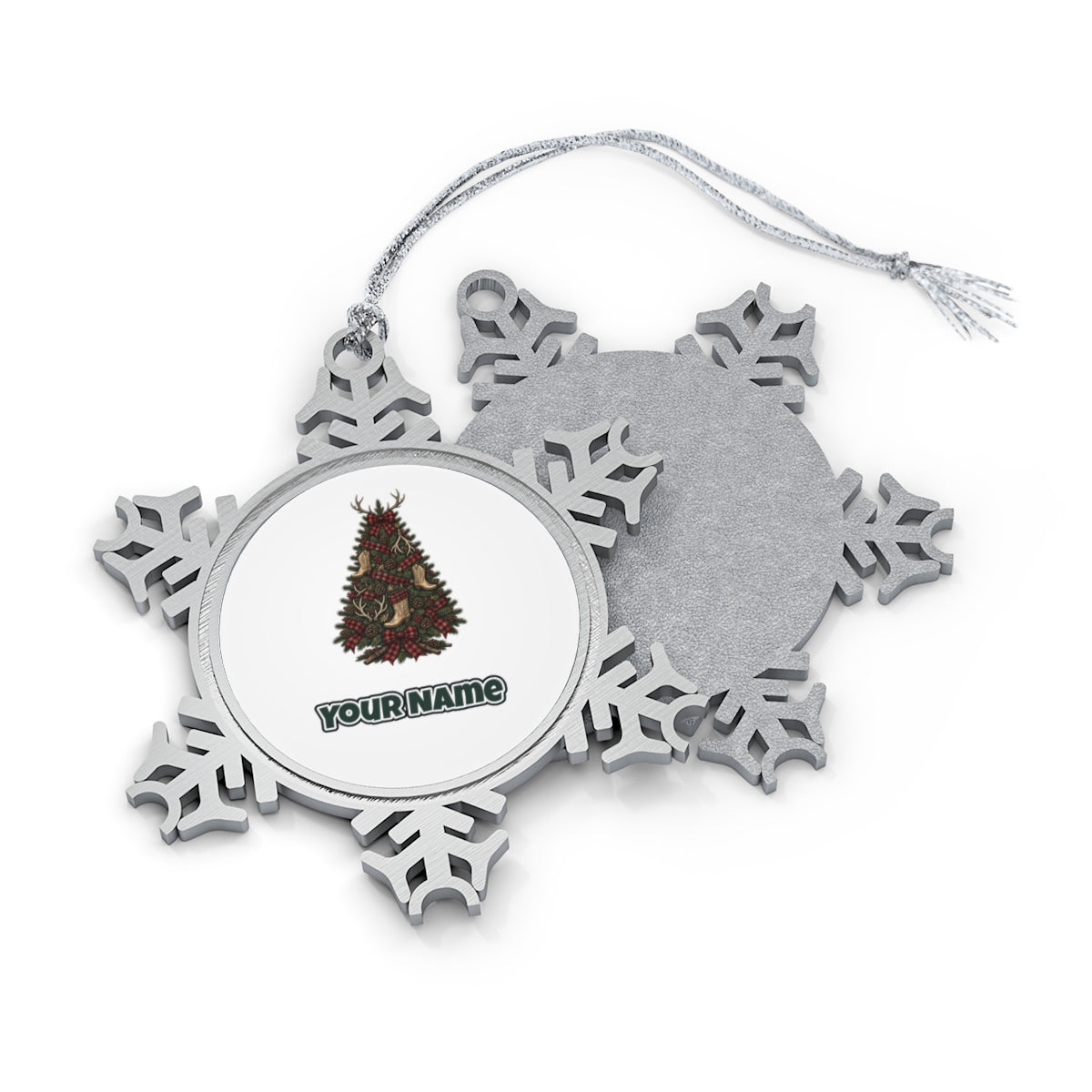 Cowboy Boot Christmas Tree Personalised Pewter Christmas Ornament