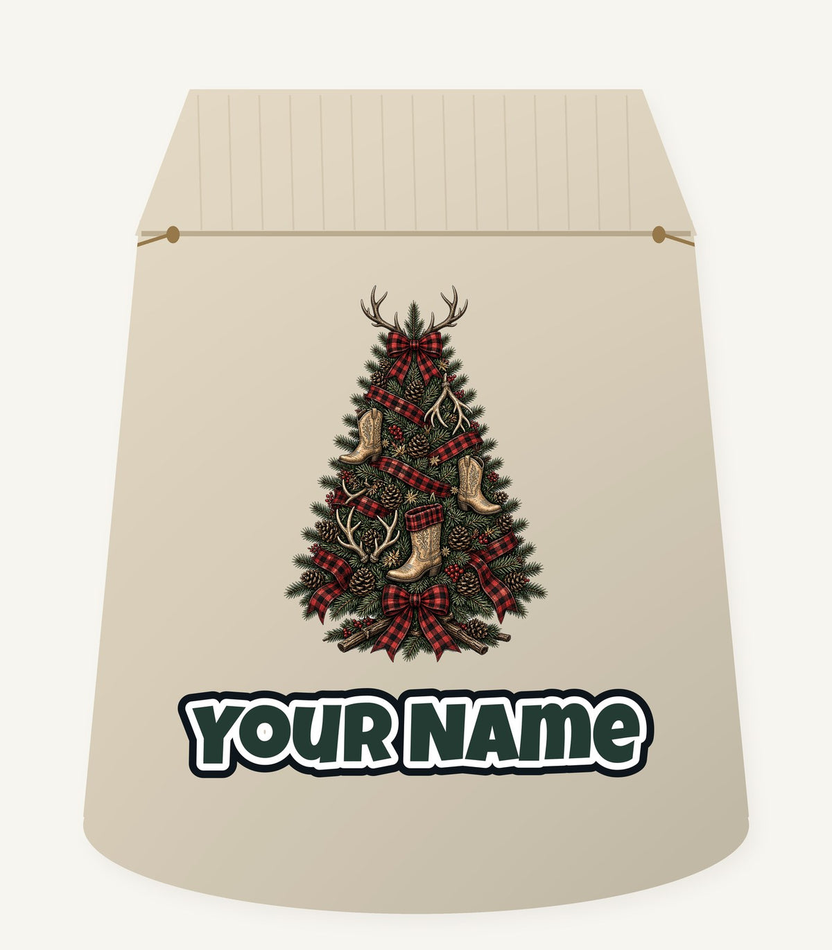 Cowboy Boot Christmas Tree Personalised Santa Sack