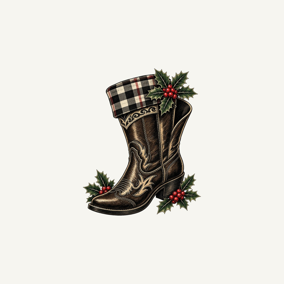 Cowboy Boot With Holly Personalised Christmas Mug
