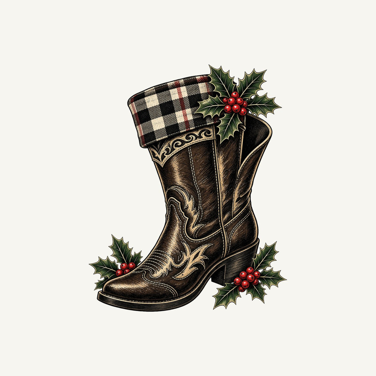 Cowboy Boot With Holly Personalised Santa Sack