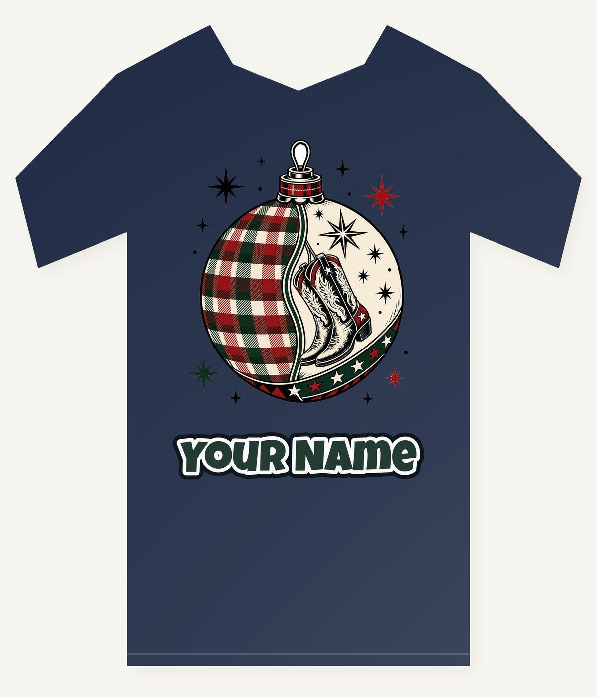 Cowboy Boots Tartan Bauble Personalised Kids Tee and Baby Bodysuit