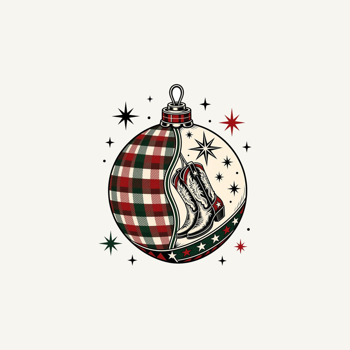 Cowboy Boots Tartan Bauble Personalised Christmas Mug
