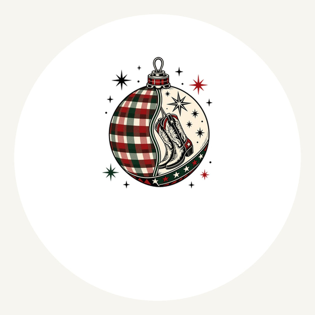 Cowboy Boots Tartan Bauble Personalised Pewter Christmas Ornament